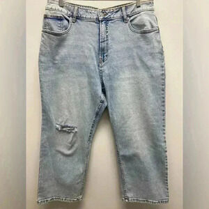 George Mom Jeans Distressed Relaxed Fit Light Wash Denim  Size 18